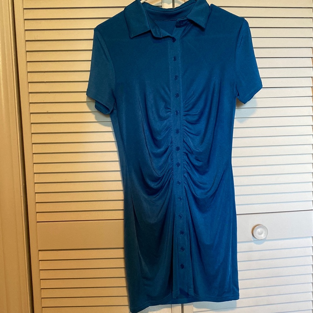 Blue Button Down Dress